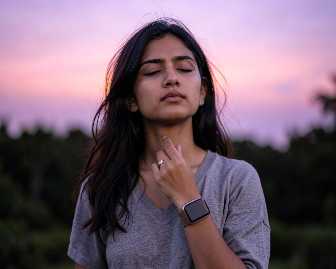 Person wearing a wellness ring